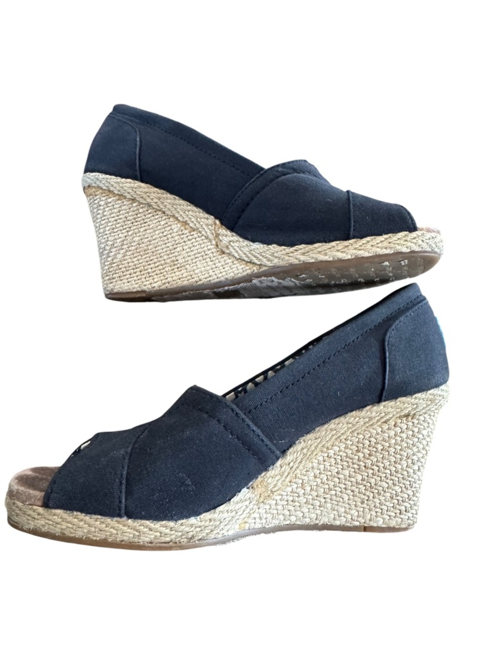 Toms Classic Black Canvas Wedge Heel Shoe Size 6 - Picture 4 of 8